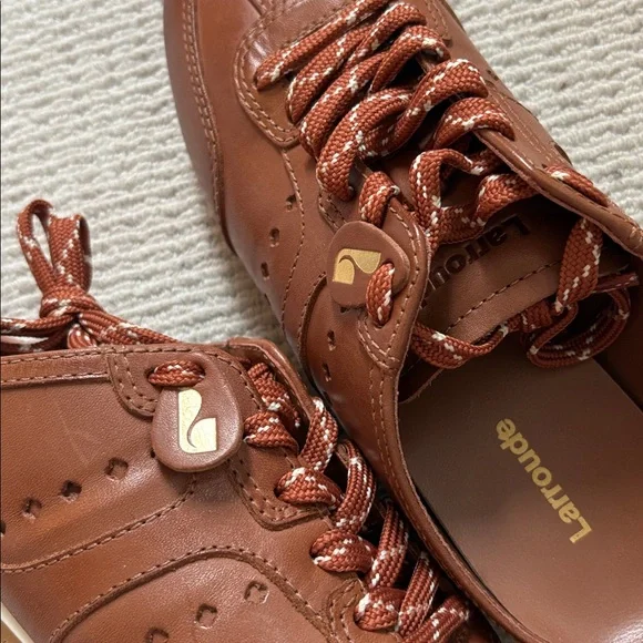 Larroudé Brown Leather Stella Sneaker Mules NWOT - Picture 9 of 11